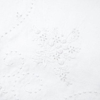 Embroidered white cotton tablecloth