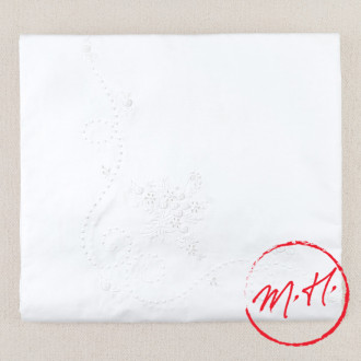 Nappe en coton blanche brodée