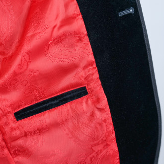 Women's Velvet Palatine Gardian Jacket Black satin red