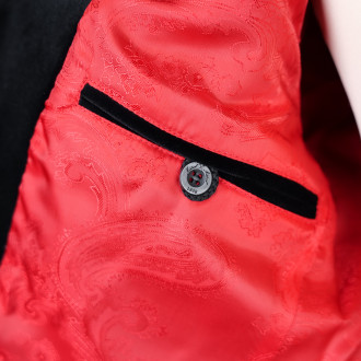 Women's Velvet Palatine Gardian Jacket Black satin red