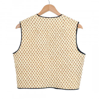 Beige boutis Provençal vest with calisson motif