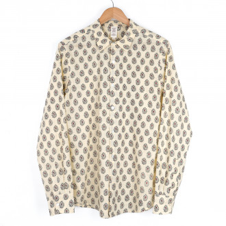 Chemise provençale motif aubépine beige