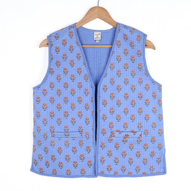 Gilet boutis provençal bleu