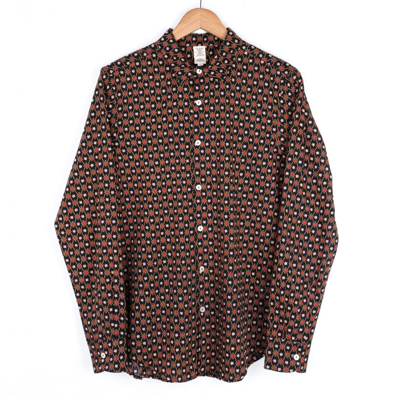 Chemise provençale motif treille noir