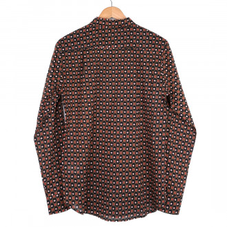 Chemise provençale motif treille noir