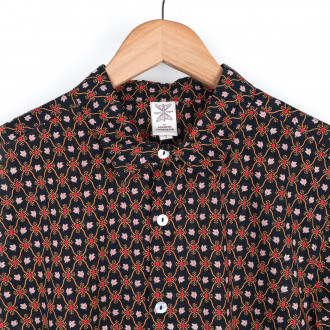 Chemise provençale motif treille noir