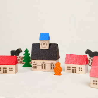 23-piece wooden village