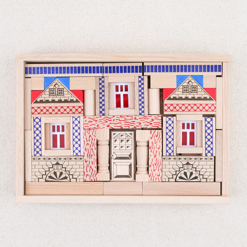 Jeu de construction en bois 79 pièces