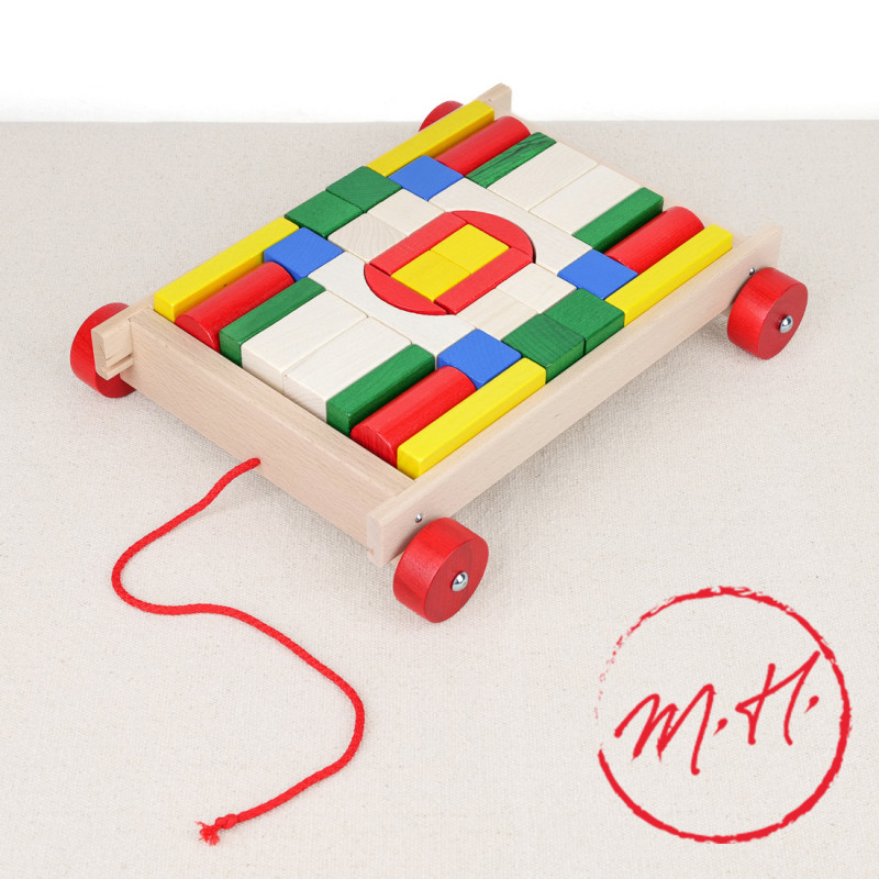 Chariot à cubes en bois