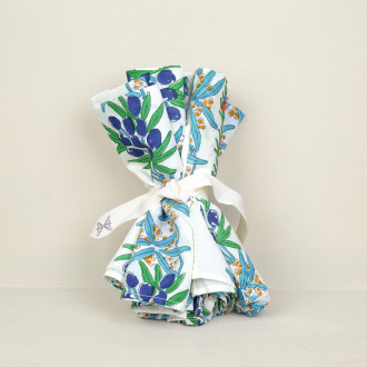 Set of 6 Provencal napkins with olive bouquet
