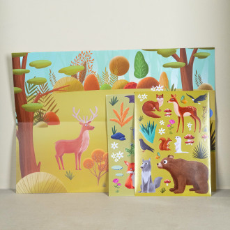 Autocollants et poster animaux forêt