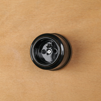 Black porcelain wall socket