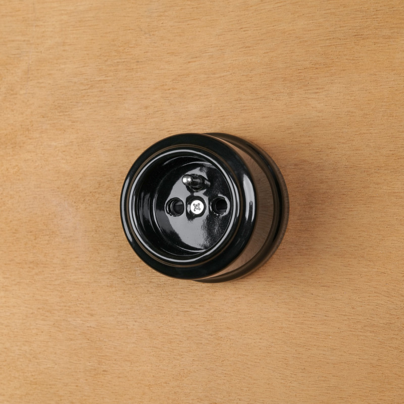Black porcelain wall socket
