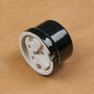 Black porcelain wall socket