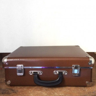 Traveller's cardboard suitcase with stickers