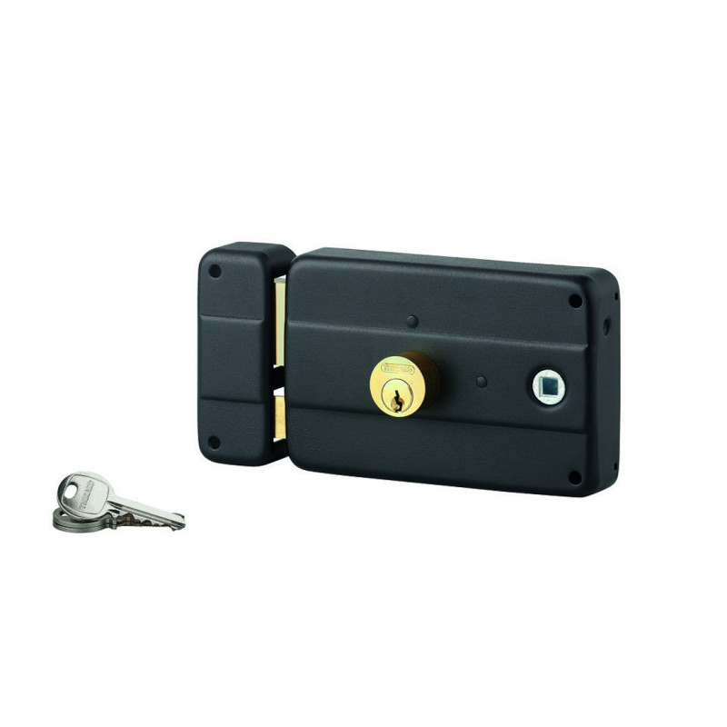 Double-cylinder surface-mounted lock with a lock cylinder