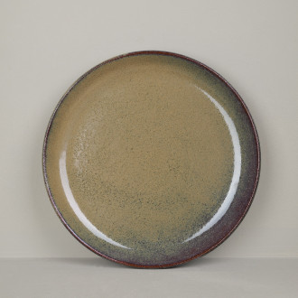 Assiette plate en grès brun