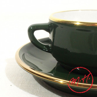 Empire green cup and saucer with gold fillet