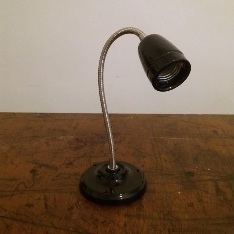 E27 ceramic wall lamp with flexible chrome tube