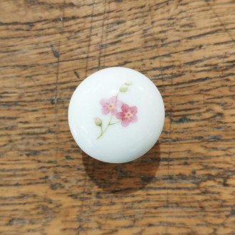 Bouton de tiroir en porcelaine motif fleuri