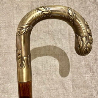 Canne-épée courbe vieux bronze