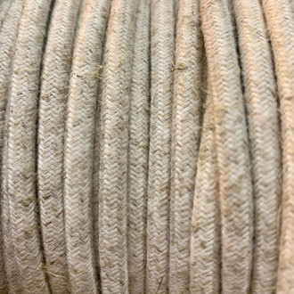 Câble textile rond écru chiné blanc