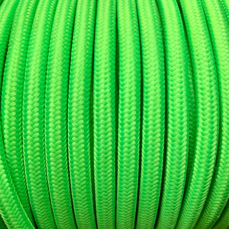 Câble textile tubulaire rond vert fluo