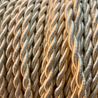 Câble textile torsadé blanc doré