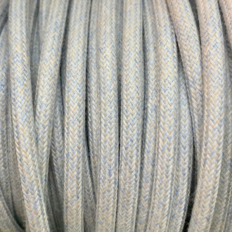Câble textile rond bleu clair chiné blanc