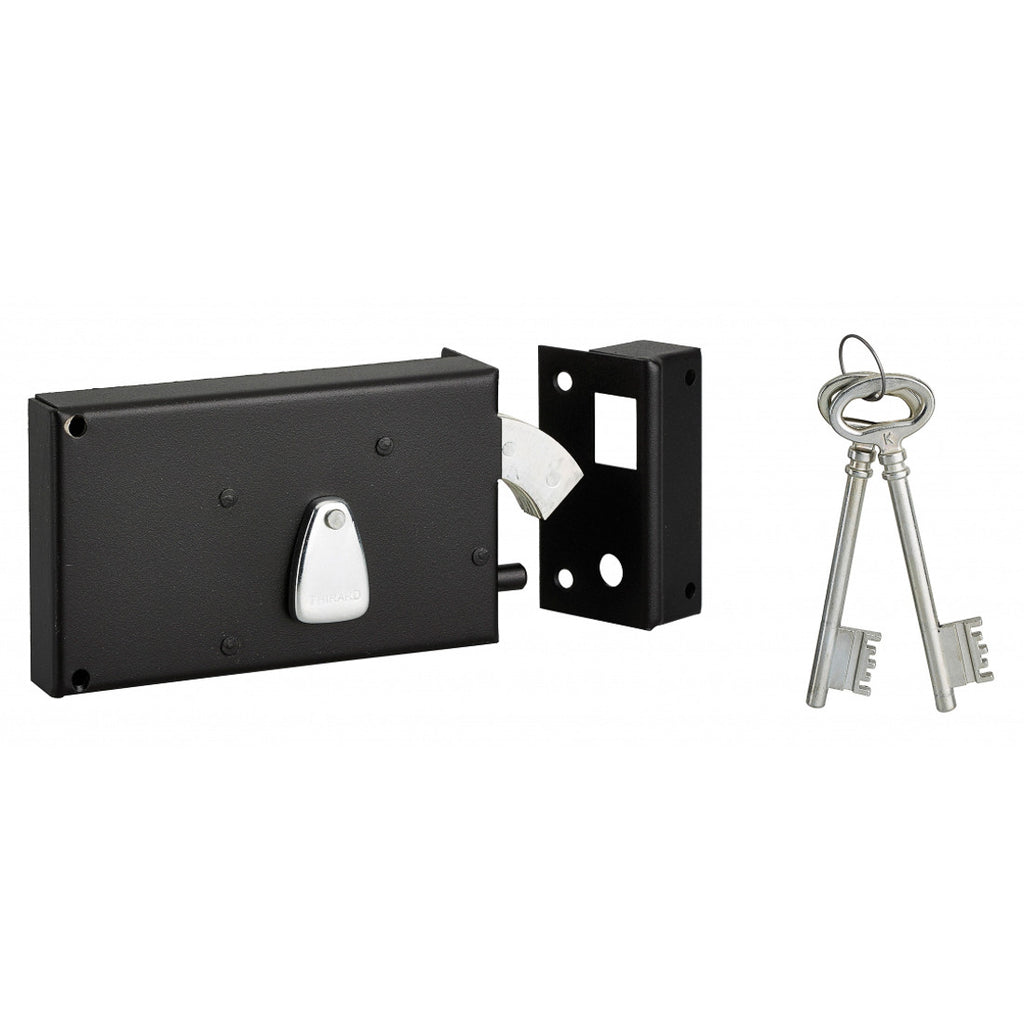 Rim lock with hook bolt, 4 levers
