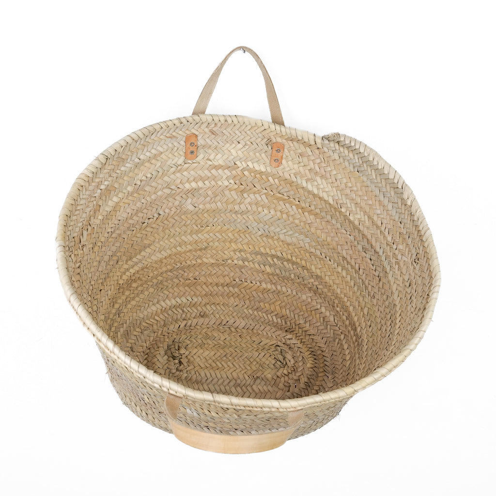 Basket with leather handles