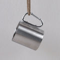 Stainless steel mug with carabiner handle