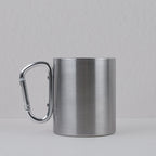 Stainless steel mug with carabiner handle