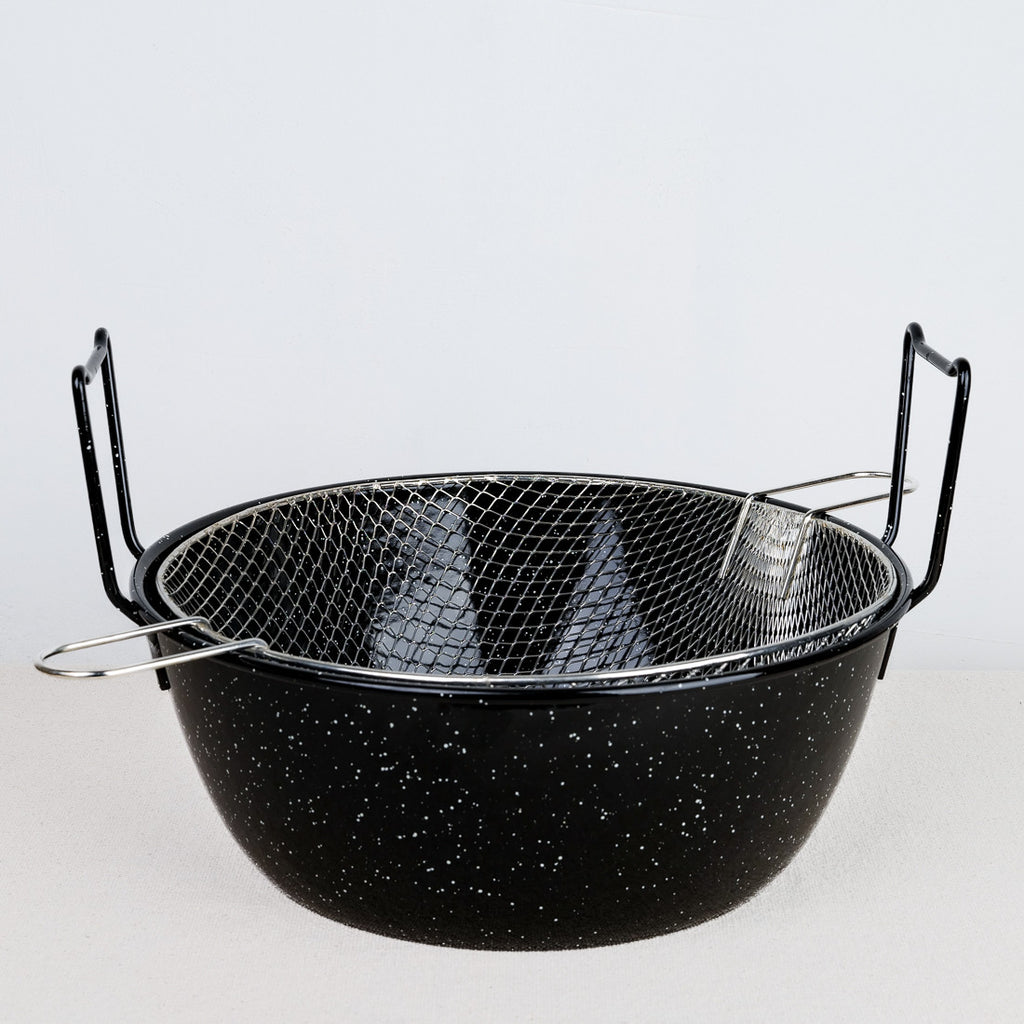 Enamelled steel deep fryer, induction