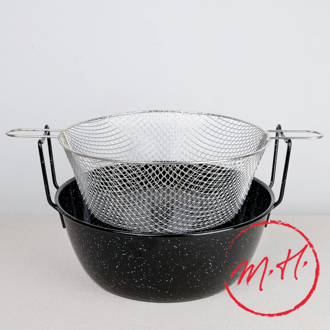 Enamelled steel deep fryer, induction
