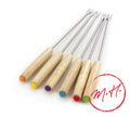 Set of 6 fondue forks with wooden handles