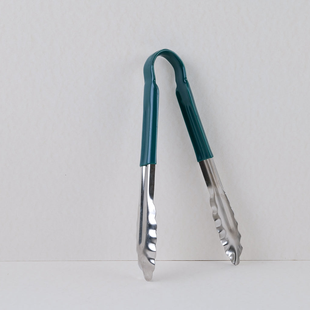 Stainless steel tongs with coloured handle