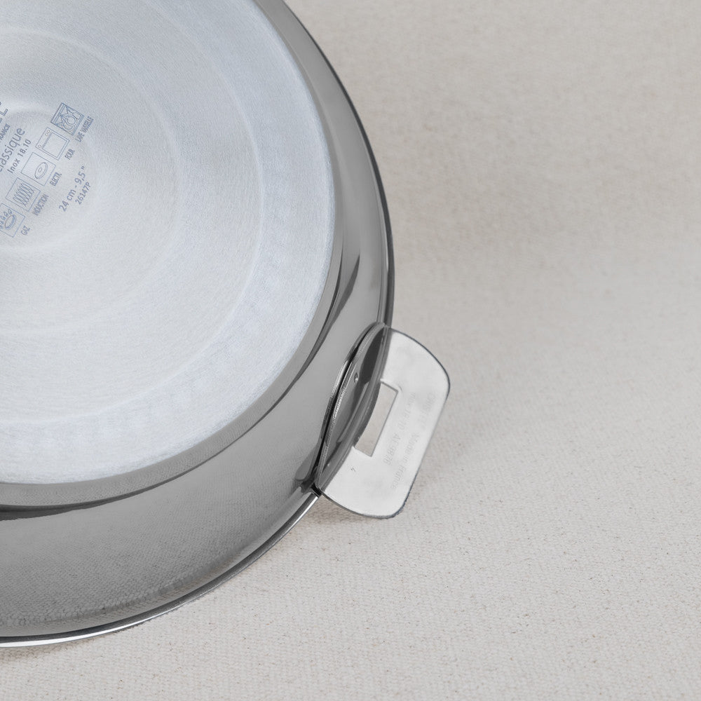 Mutine stainless steel frying pan with removable handle, induction