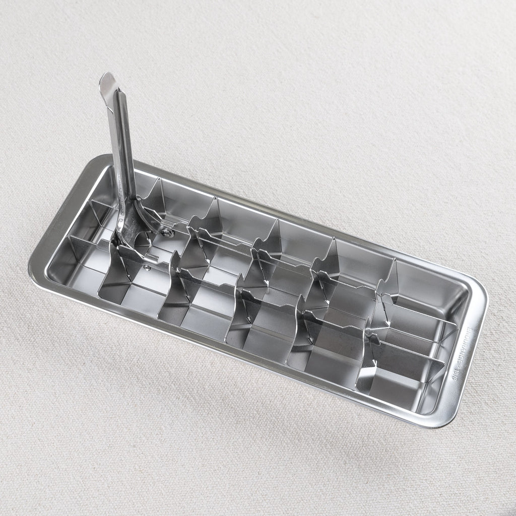 Stainless steel ice cube tray with ejector