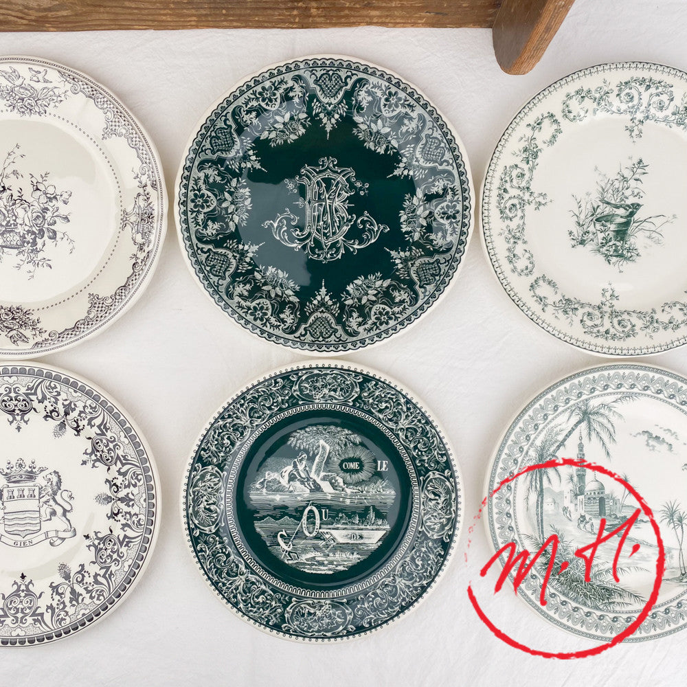 6 assiettes à dessert dépareillées vertes - Gien