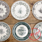 6 assiettes plates dépareillées vertes - Gien