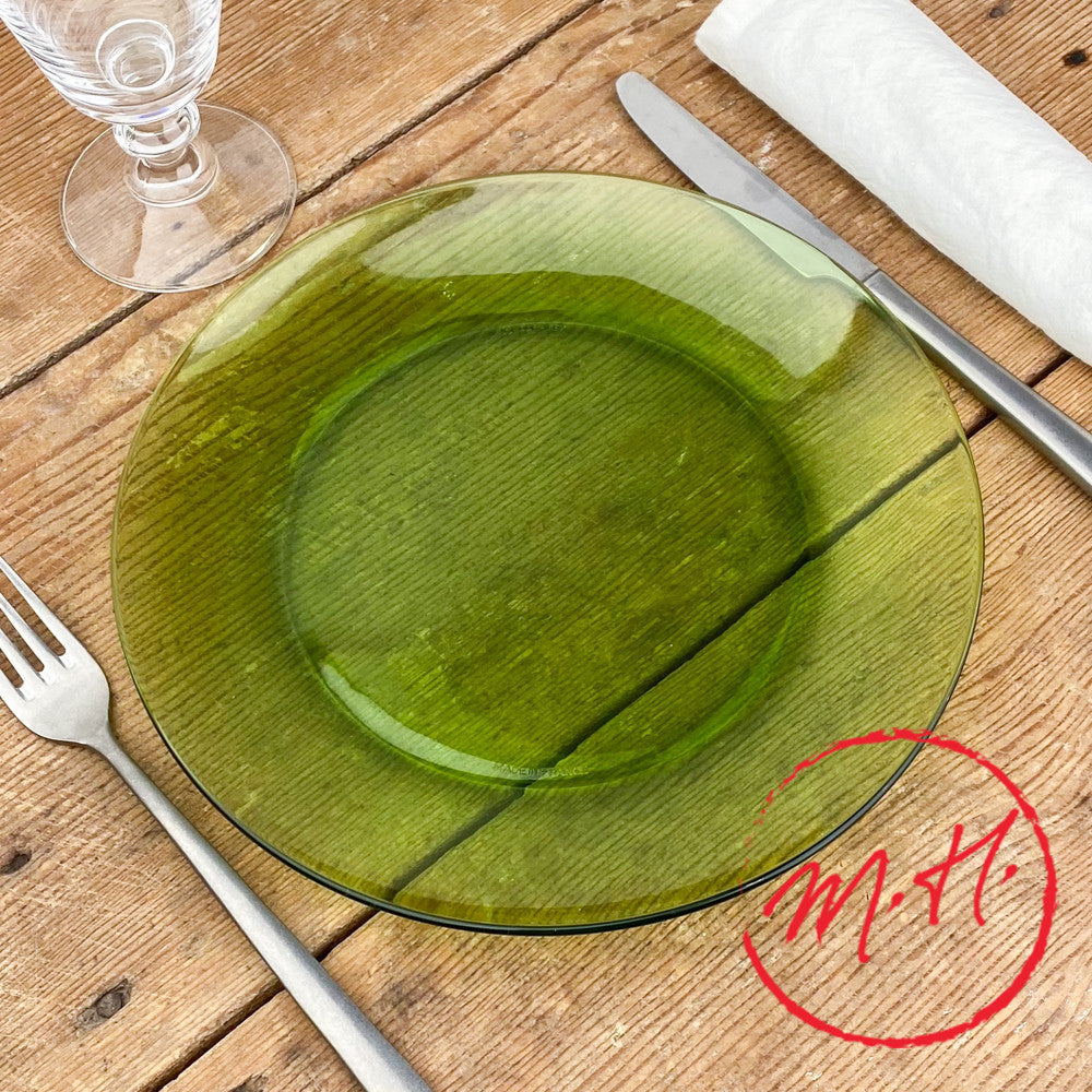 6 Duralex green dinner plates 23.5cm