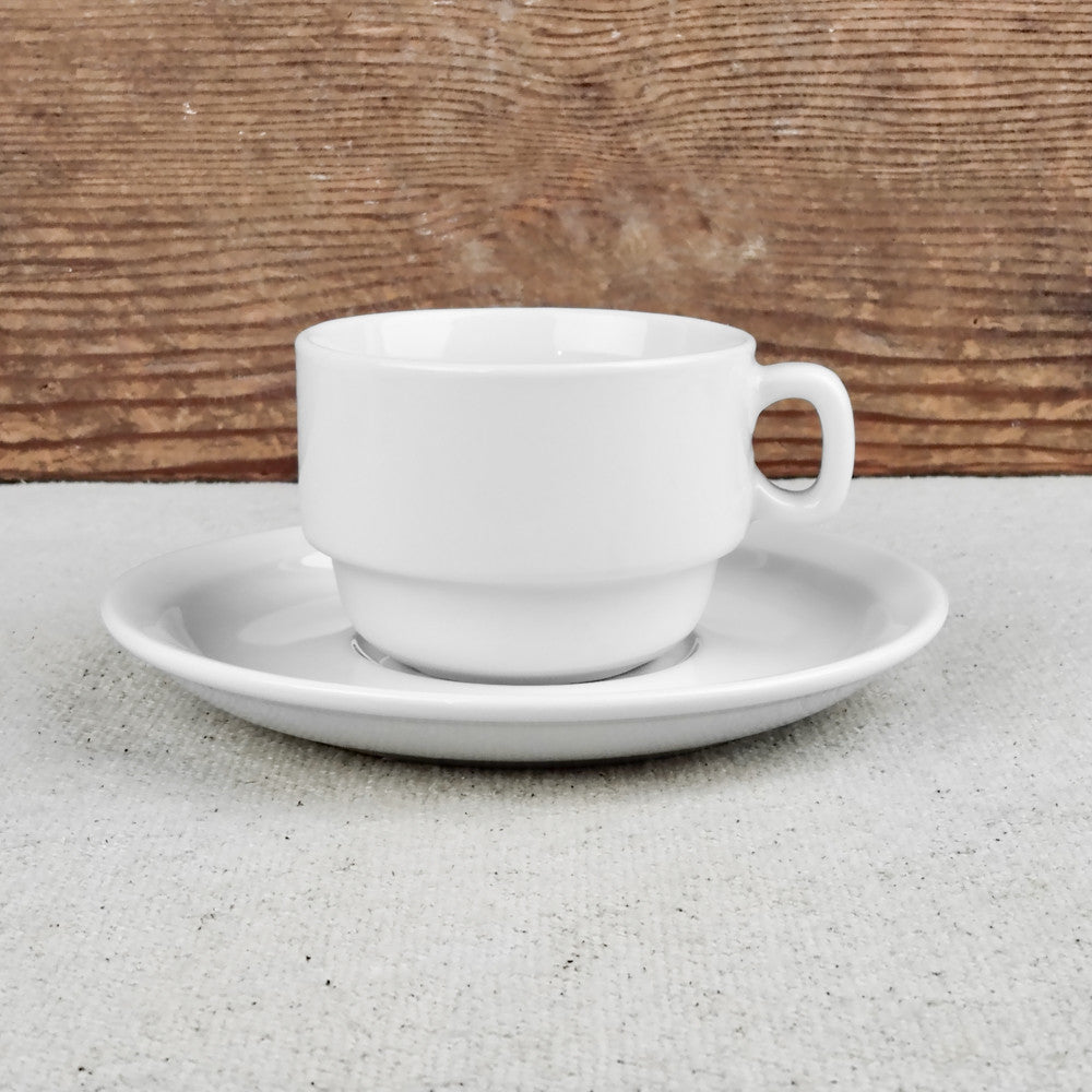 6 White porcelain coffee cups with saucers