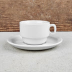 6 White porcelain coffee cups with saucers