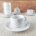 6 White porcelain coffee cups with saucers
