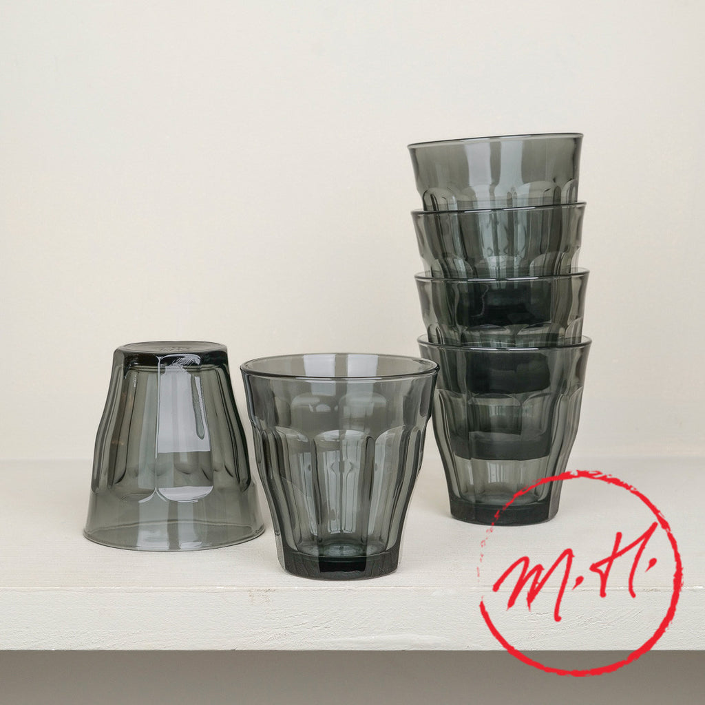 Set of 6 Picardie 25 cl smoked grey glasses