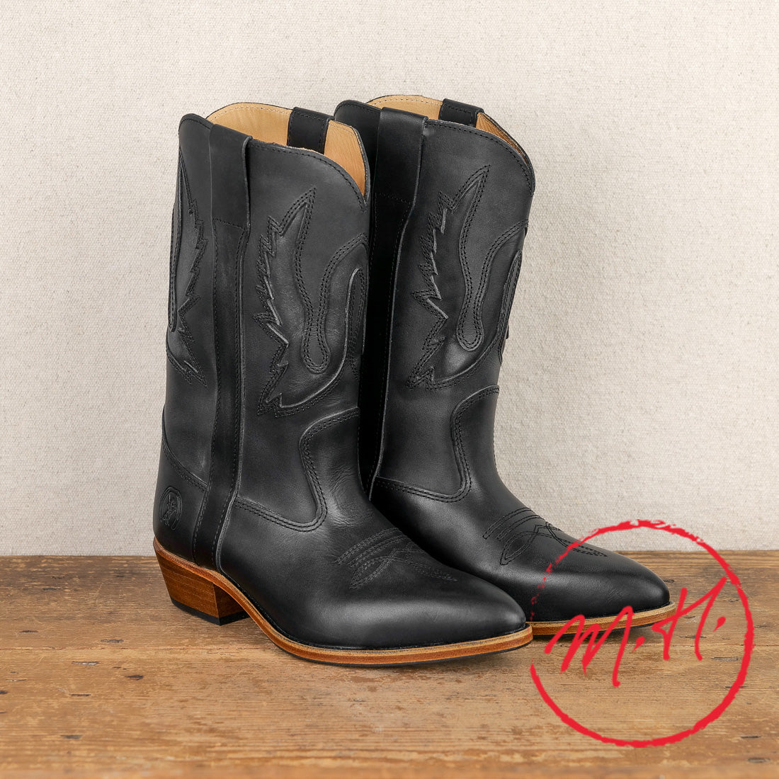 La Botte Gardiane cowboy boots, black natural leather