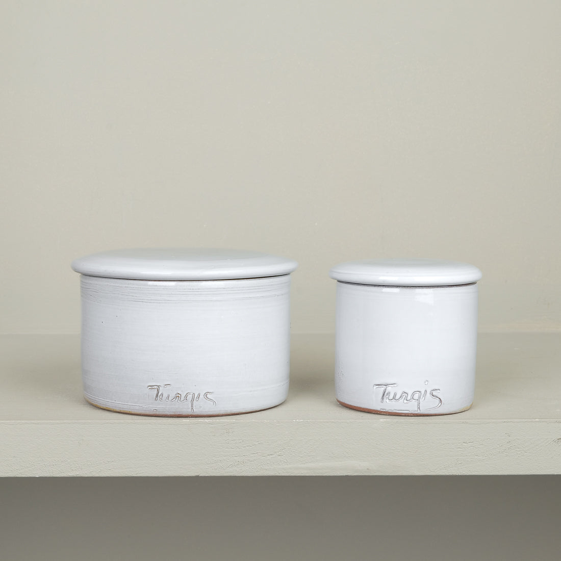 Glazed stoneware water butter dish