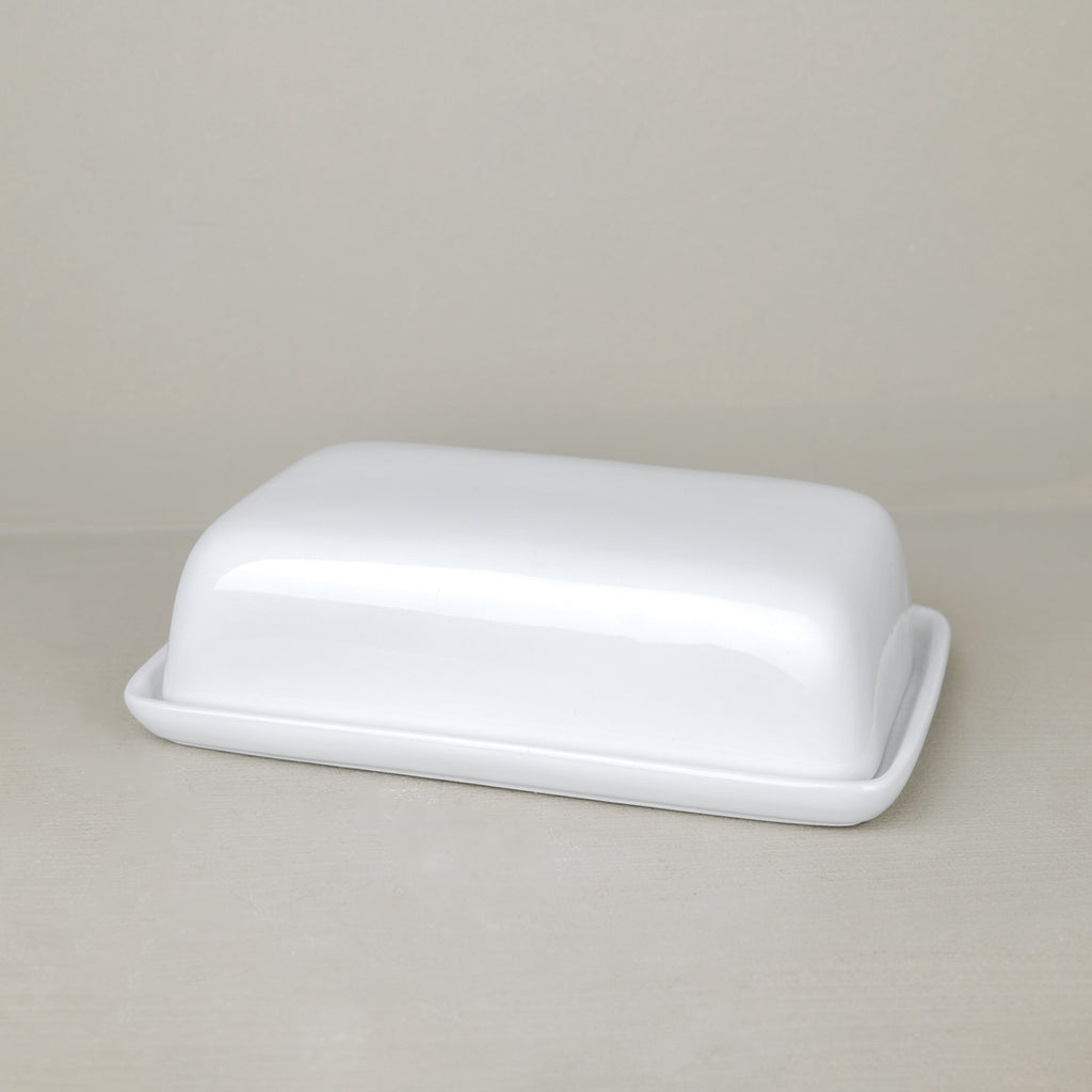 White ceramic butter dish