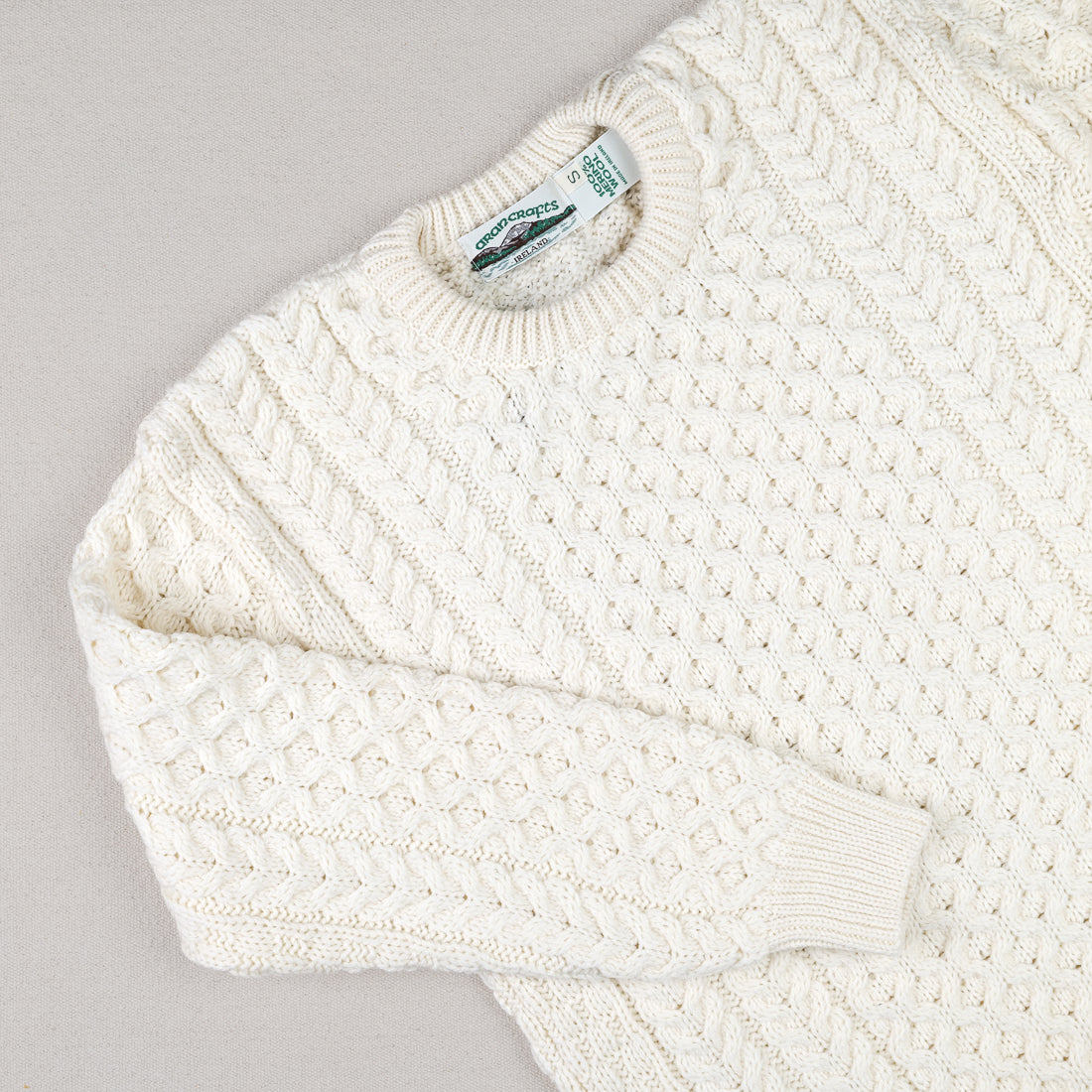 Ecru knitted wool Irish sweater